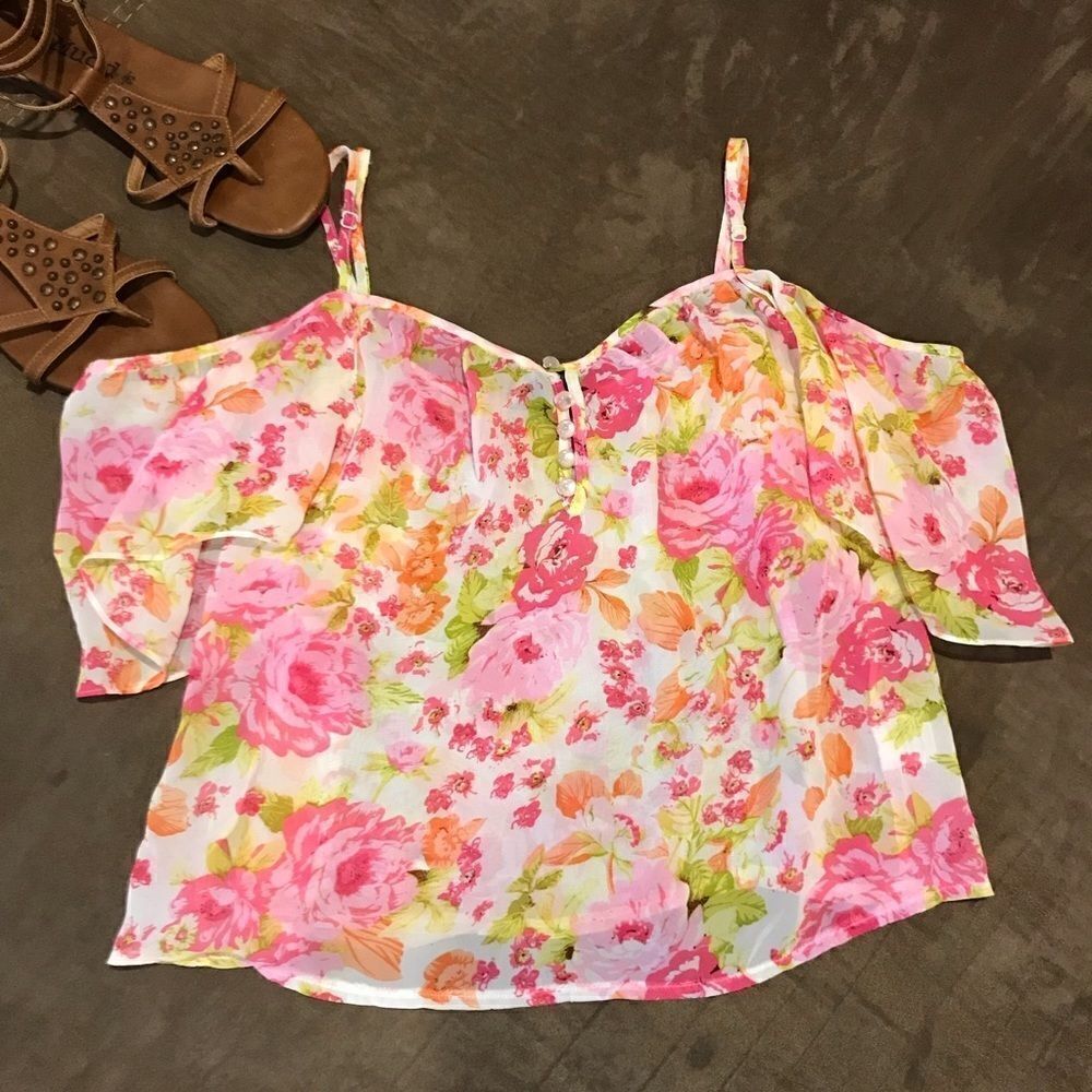Pink Floral Blouse Women’s Small